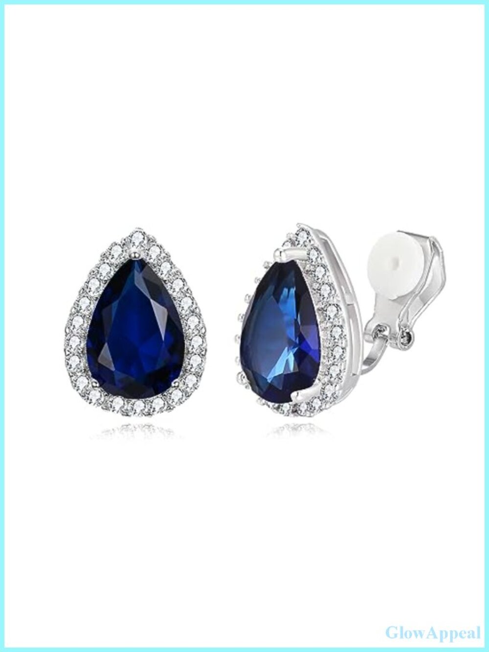 Cubic Zirconia Clip On Earrings Wedding Bridesmaid Teardrop Prong Setting Stud